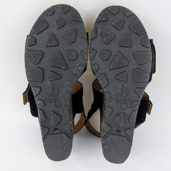 OTBT Peasant Wedge Platform Slingback Sandal Suede Leather Black 9.5M NIB - Picture 10 of 16